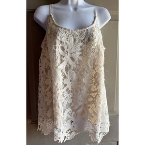 Cabi Top Ivory Lace Overlay Sleeveless # 5254 Tank Blouse Women's Size S